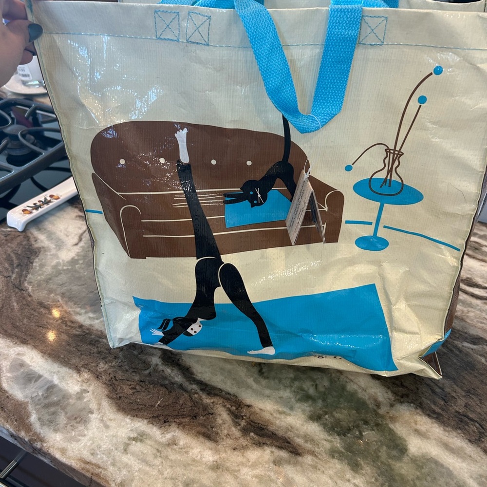 Blue Q Cat yoga shopping tote BNWT very slight wear